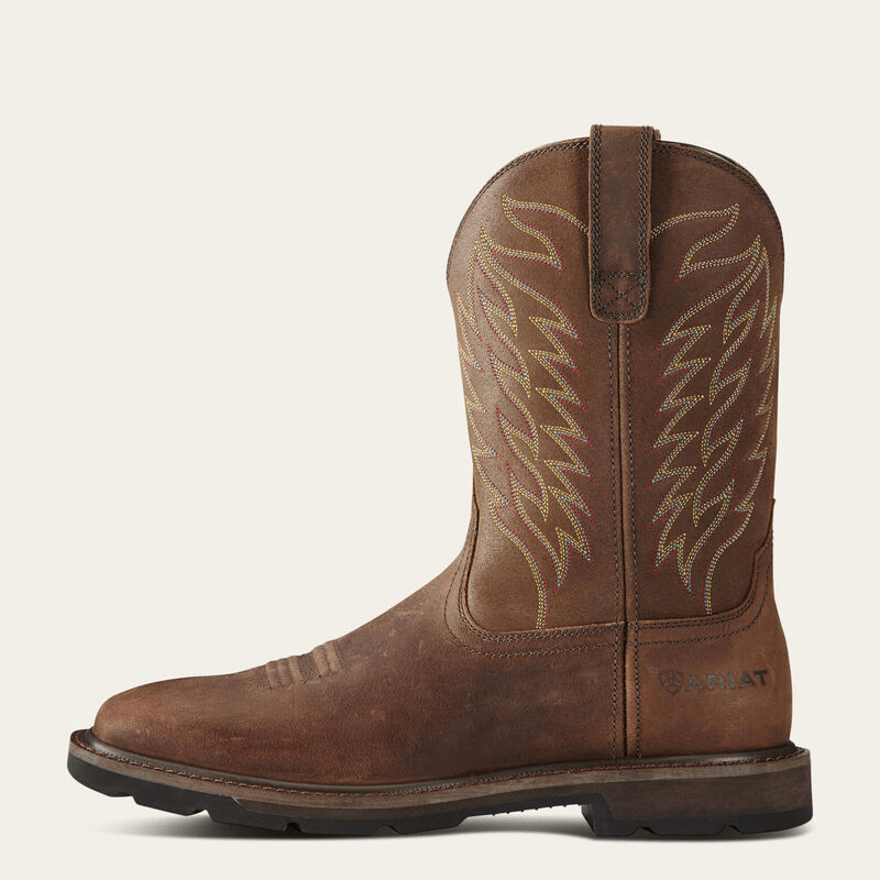 Ariat Groundbreaker Wide Square Toe Steel Toe Work Boot Brown 11 EE 884849753002 Rebound Footwear