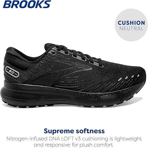 Brooks Glycerin 20 Black / Black / Ebony 11.5 M 195394039511 Rebound Footwear