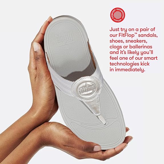 FitFlop Flip Flops Sandals Walkstar Toe Post Silver 7 M 195305321551 Rebound Footwear