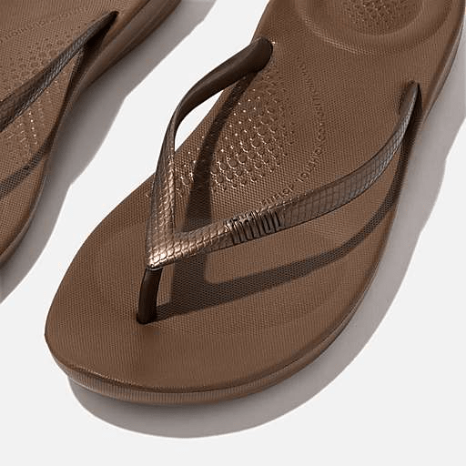 FitFlop iQUSHION Ergonomic Flip - Flops Bronze 10 M 190035430795 Rebound Footwear