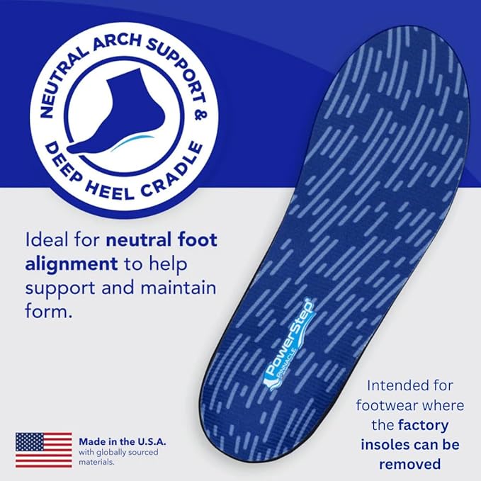 PowerStep Original Orthotic Full Insole Blue Men's 7.5 / Women's 9.5 M 749852100413 Rebound Footwear